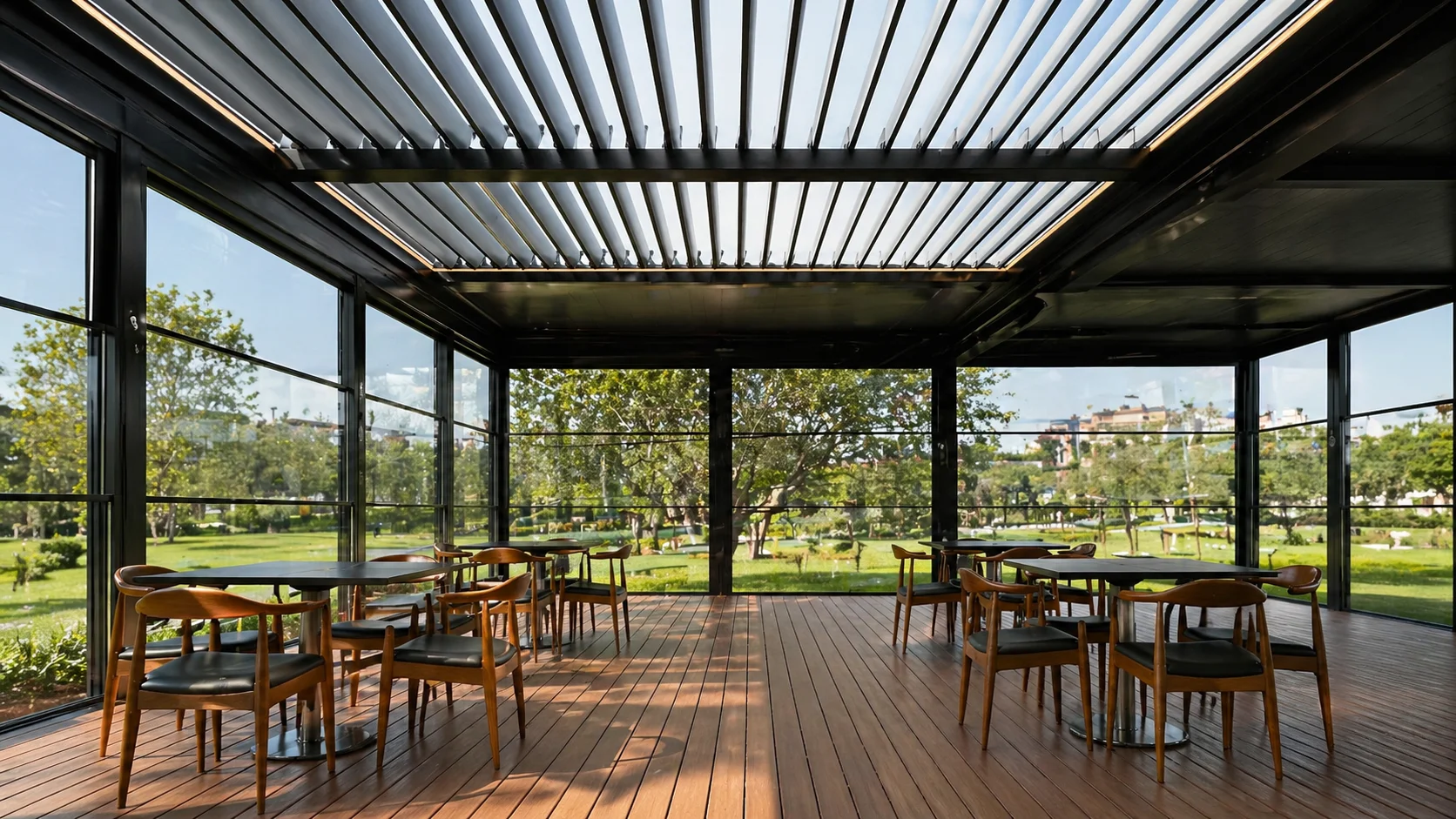 Çift Hareketli Pistonlu Bioklimatik Pergola